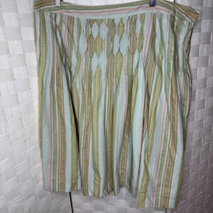 Talbots Striped Whimsy Beaded Midi Skirt Y2K Size 20 Cotton Blend